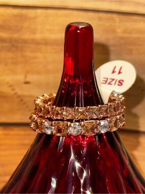Bomb Party Rose Gold Crystal Eternity Band Set - Size 11